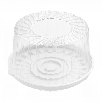 Runde Tortenverpackung "Kristall" | Weiß-Transparent, Ø 25 cm