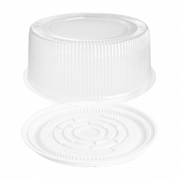 Große runde Tortenverpackung "Gala" | Weiß-Transparent, Ø 32,5 cm