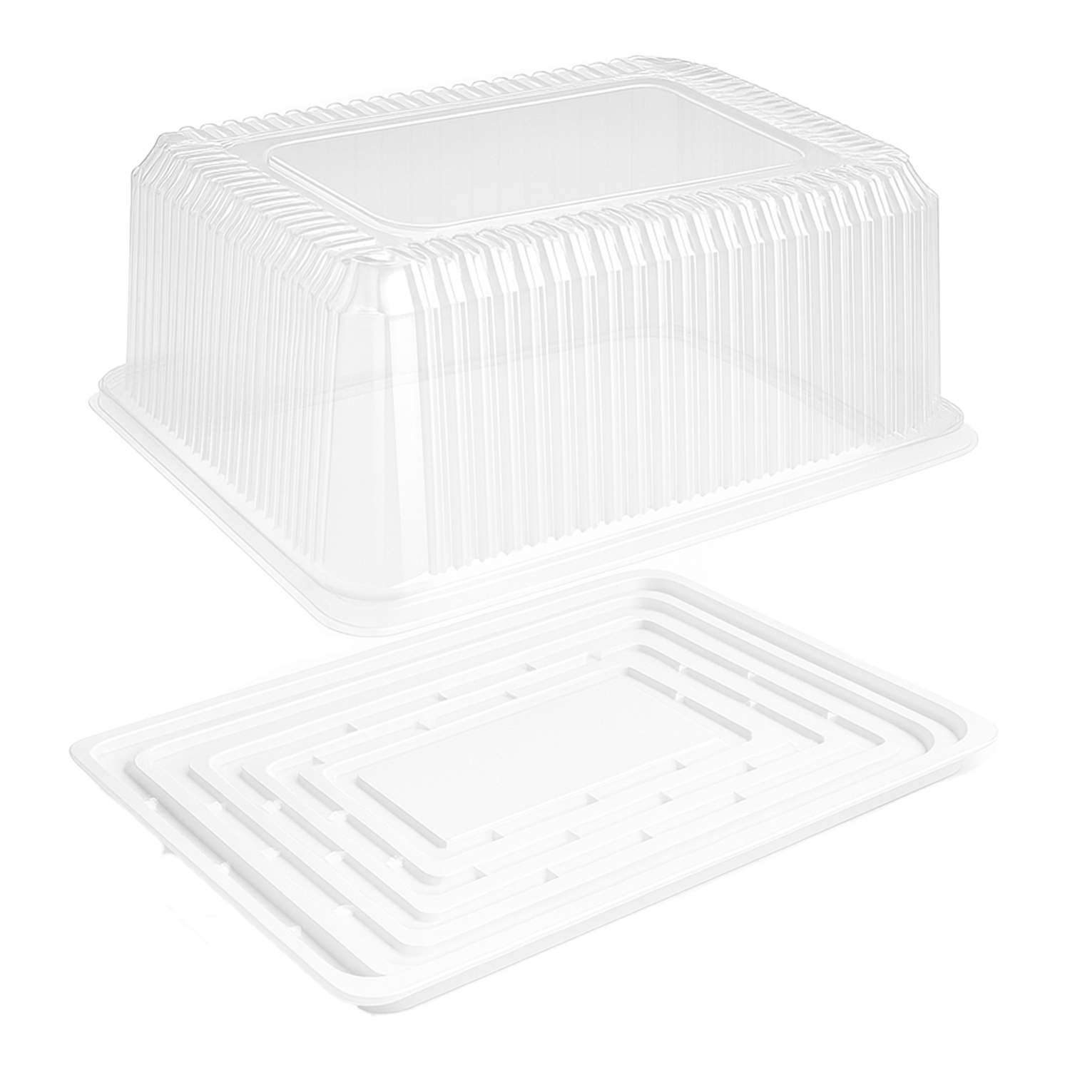 Große rechteckige Kuchenverpackung "Bankett" | Weiß-Transparent, 40 x 30,1 cm